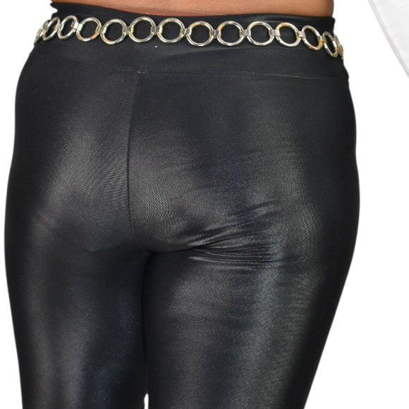 Metal Chain Belt Hoops Loops Circle O Ring Waist Silver Tone One Size Adjustable - Picture 2 of 13